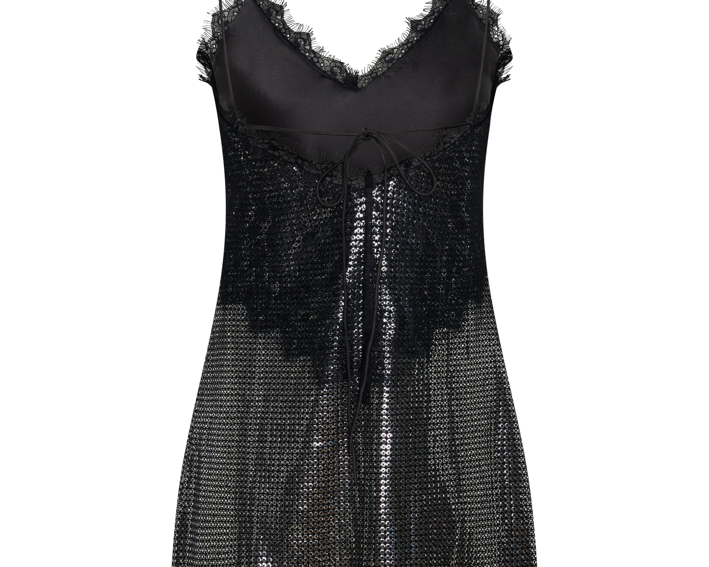 Afterparty Sequin Slip Mini Dress - Silver & Black Lace