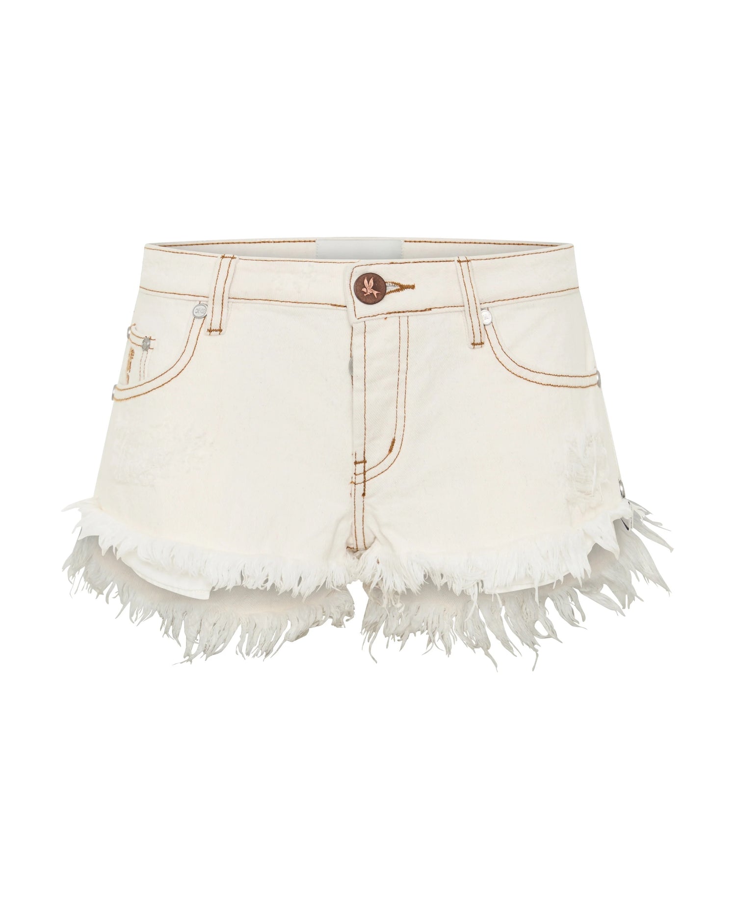 Dukes Low Waist Mini Denim Shorts - White Beauty