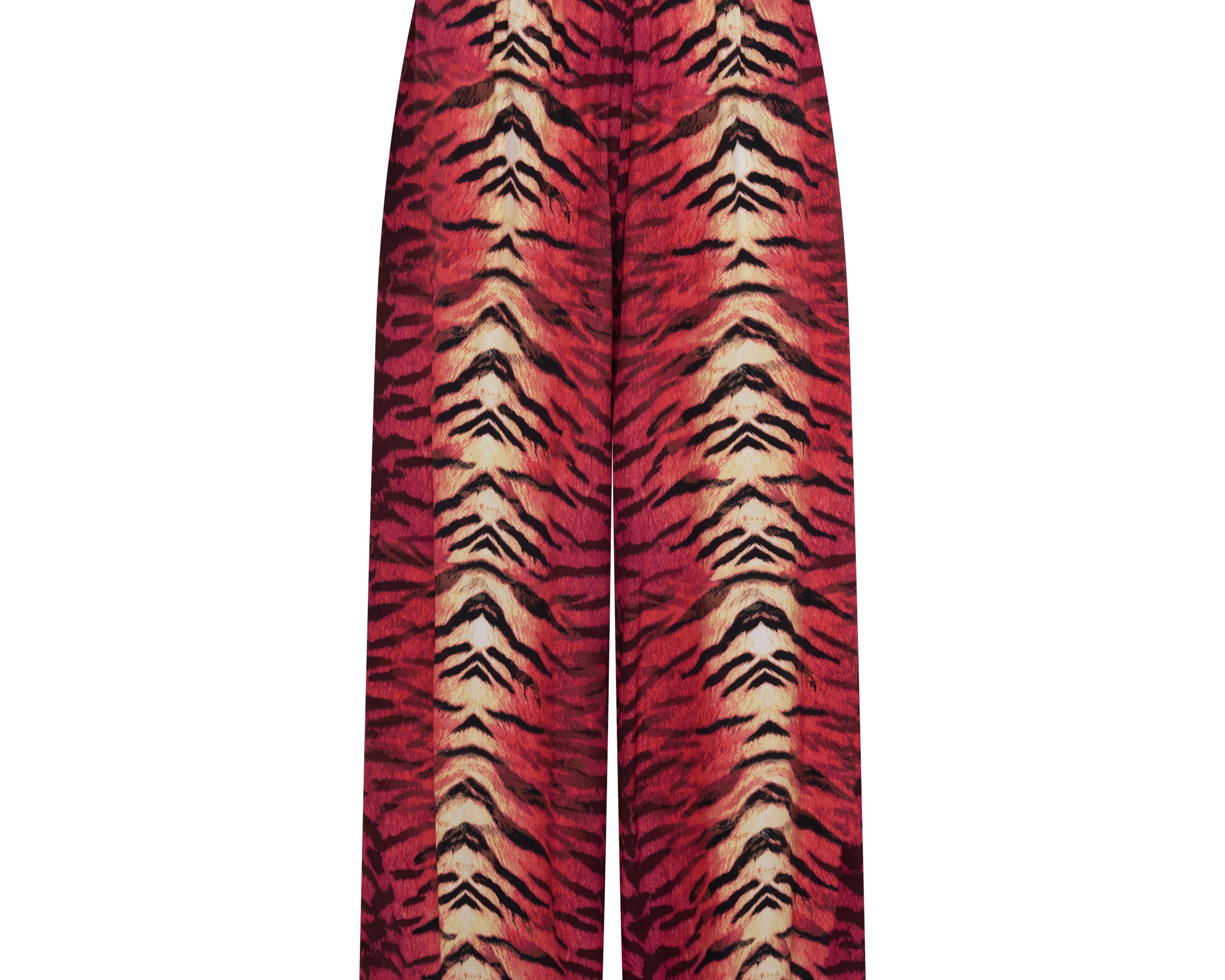 Wild Rouge Palazzo Pants - Red Animal Print