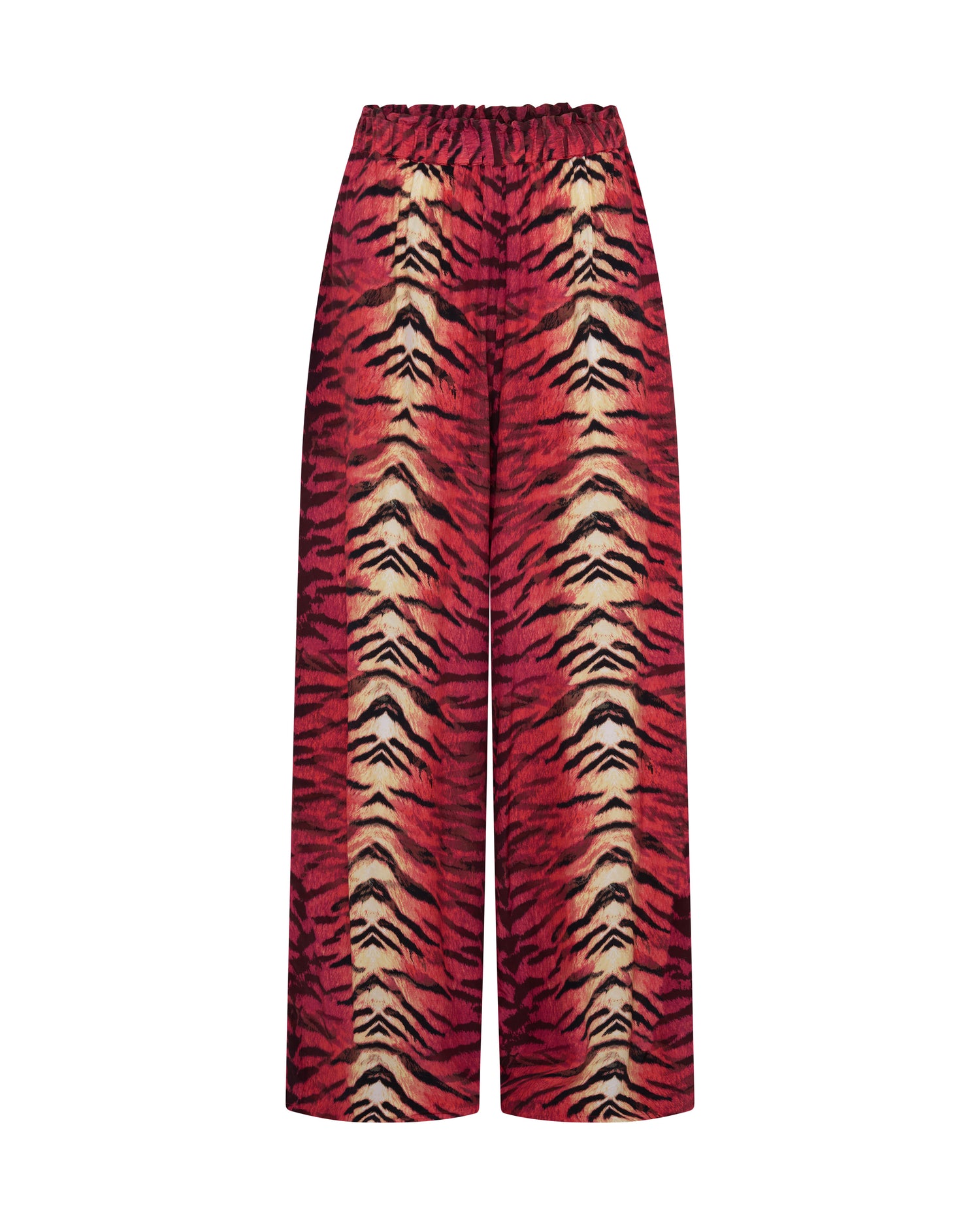 Wild Rouge Palazzo Pants - Red Animal Print