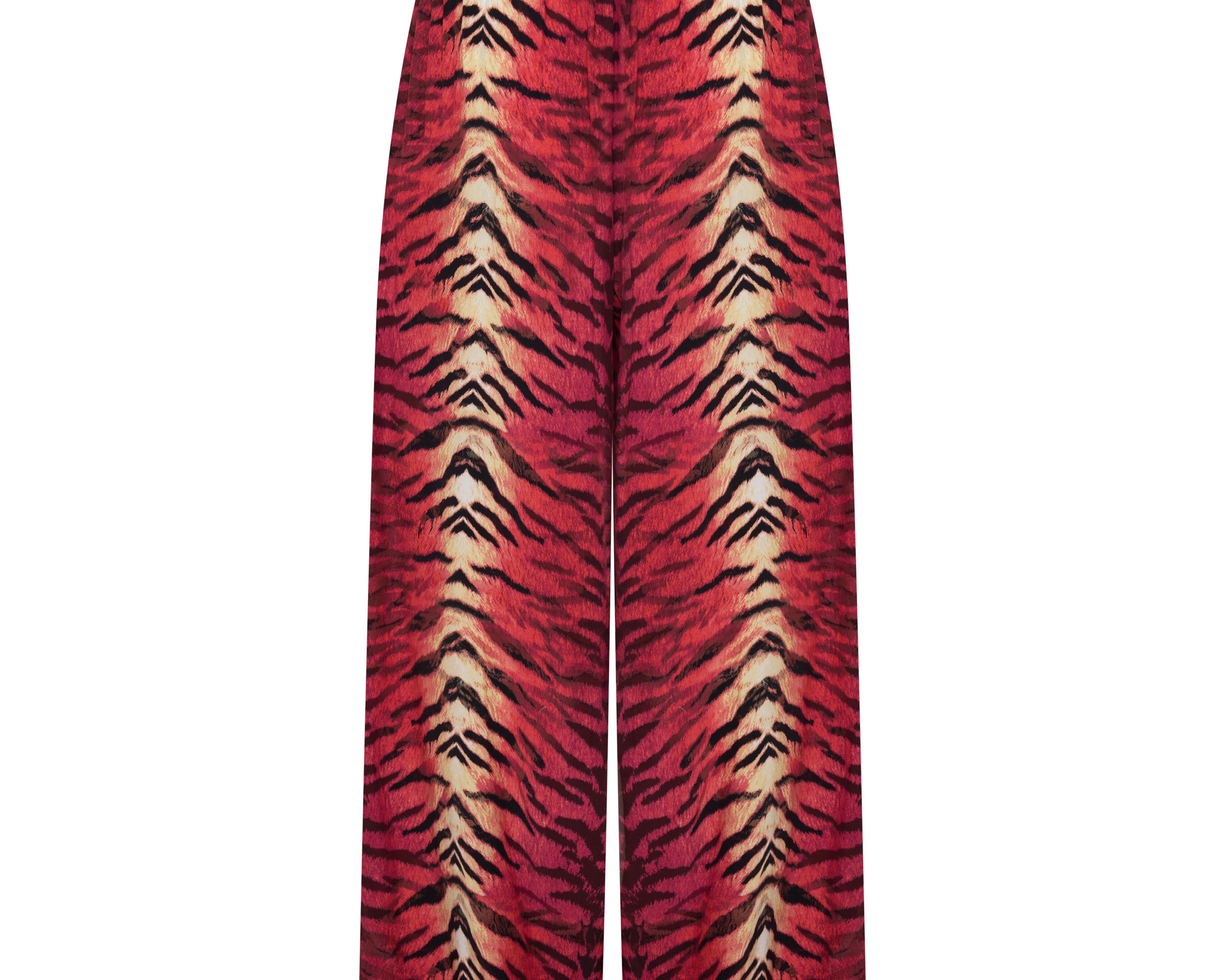 Wild Rouge Palazzo Pants - Red Animal Print