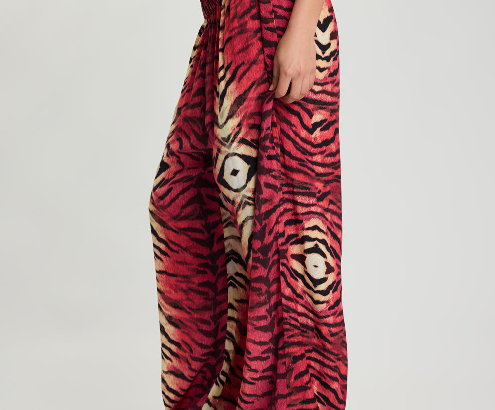 Wild Rouge Palazzo Pants - Red Animal Print