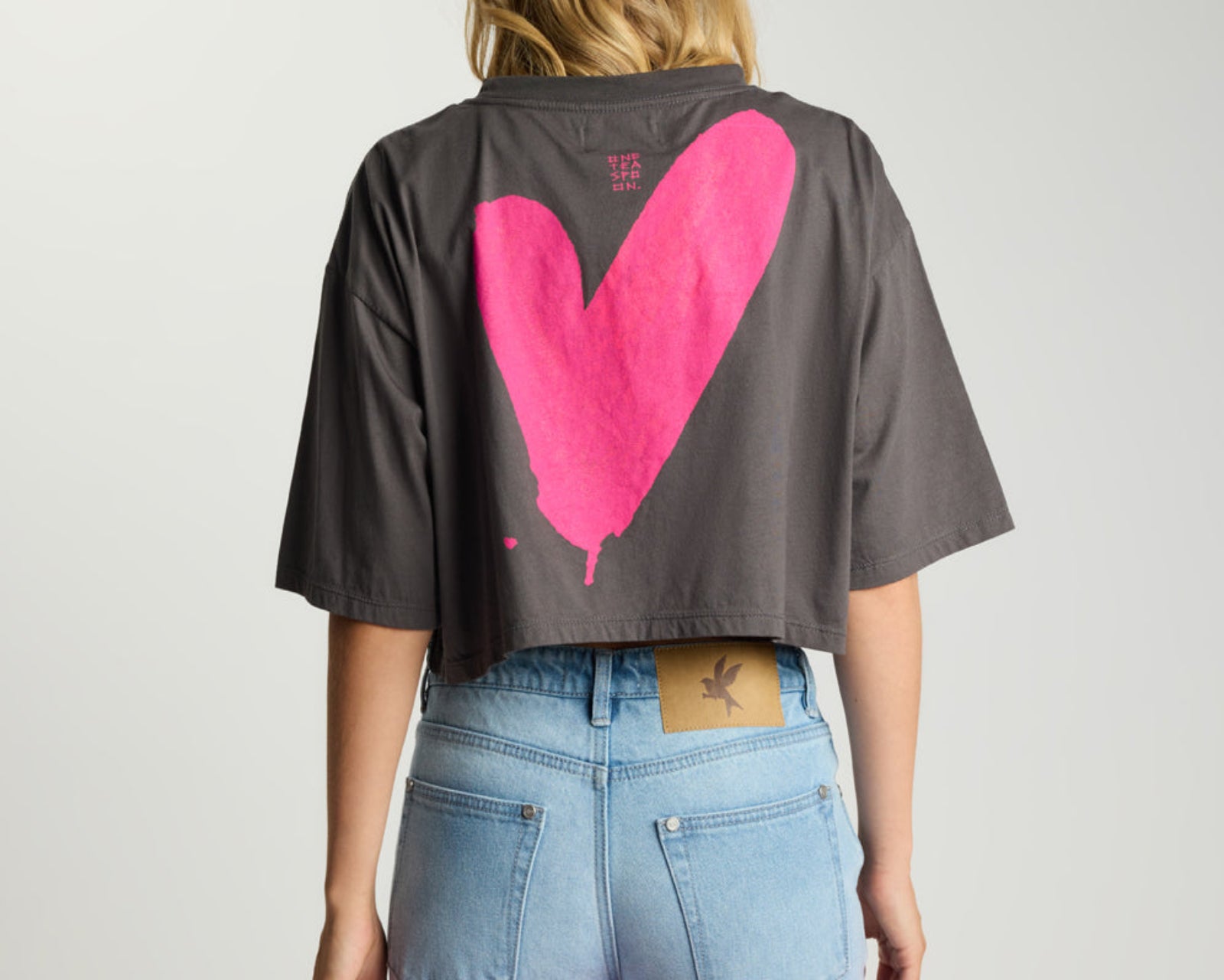 Vintage Soul Future Heart Cropped Tee - Charcoal