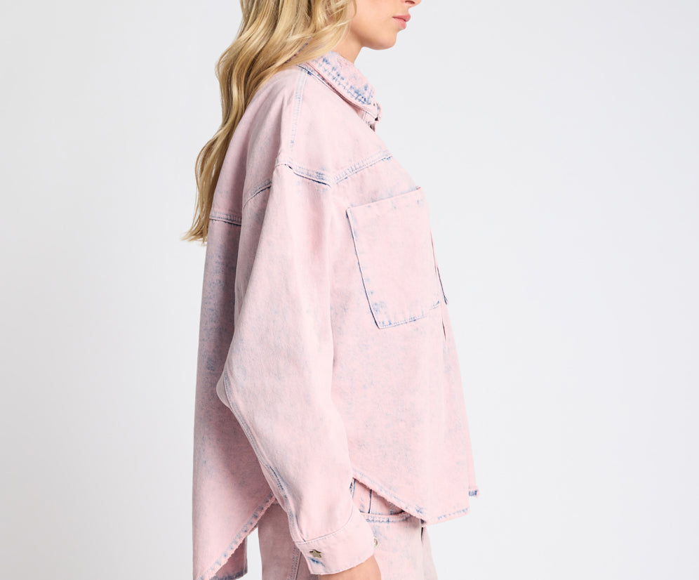 Star Teaser Daria Denim Shacket - Pink Haze