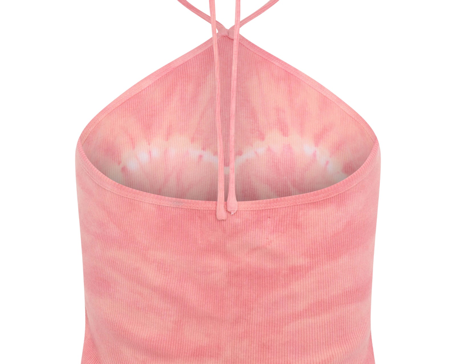 Tie Dye Heart Cropped Halter Neck Top - Pink