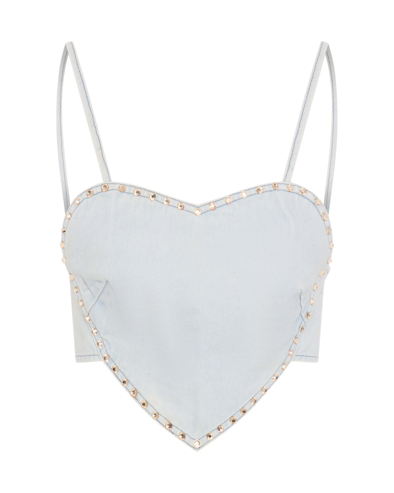 Women's Denim Tops Online Denim Heart Backless Crop Top - Le Surf Blue