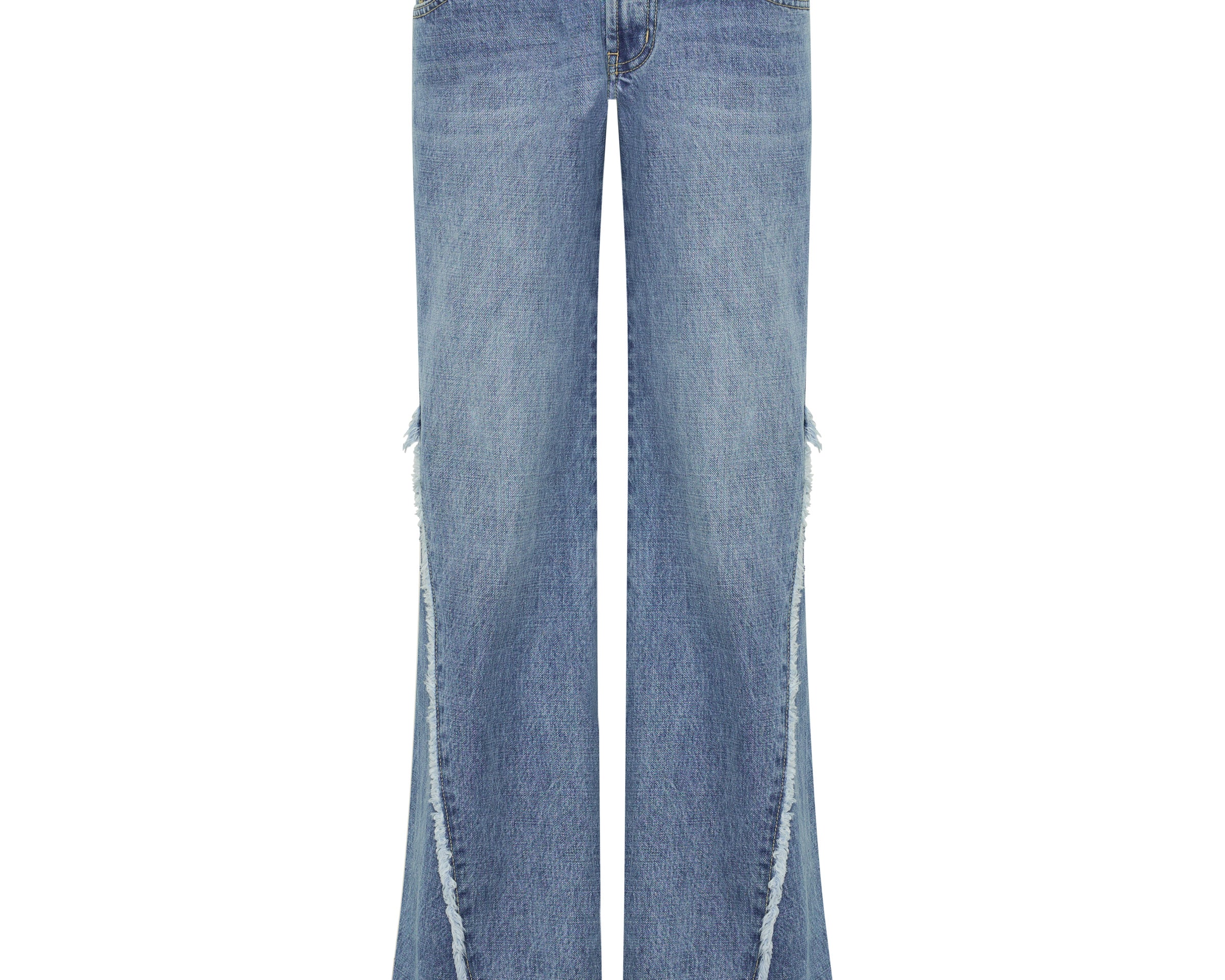 Johnnies Low Waist Wide Leg Flared Denim Jeans - Pretty Blue
