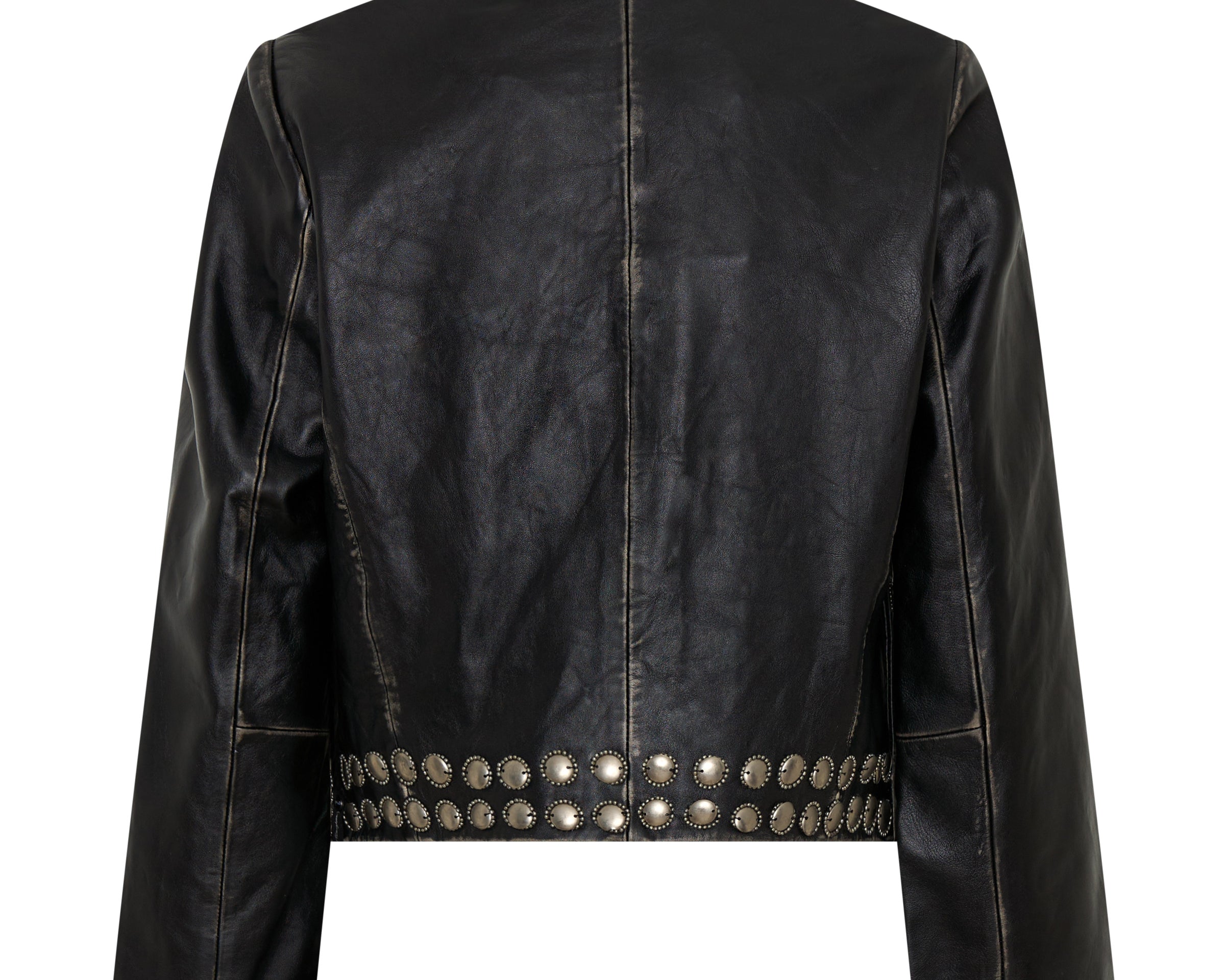 City Nights Studded Cropped Leather Blazer - Black