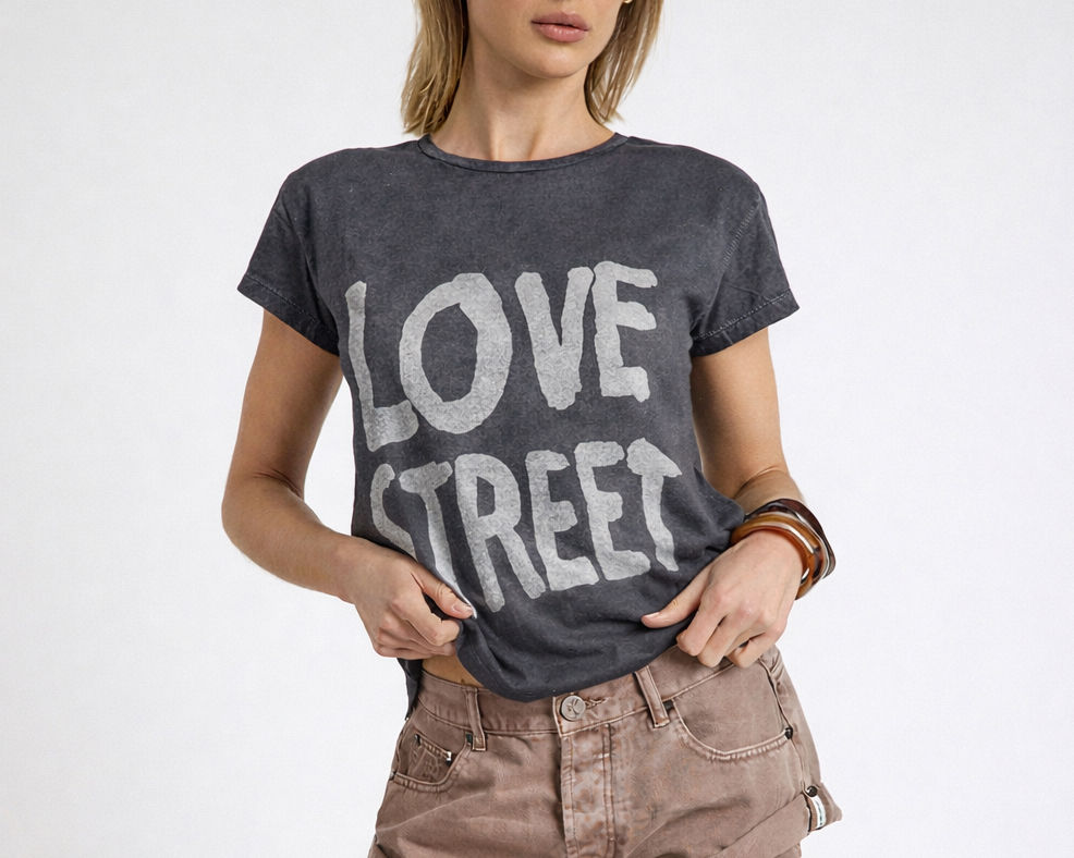 Love Street Classic Tee - Stone Wash Black