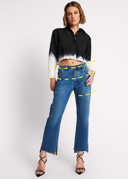 FLEETWOOD ZIPPED HOOLIGANS MID WAIST RELAXED CROPPED JEANS