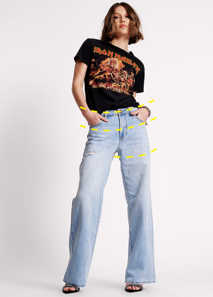 PAINT DIPPED JACKSON MID WAIST WIDE LEG JEANS