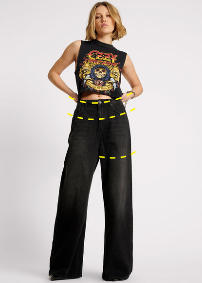 Love Machines Mid Waist Super Wide Leg Denim Jeans - Butterscotch