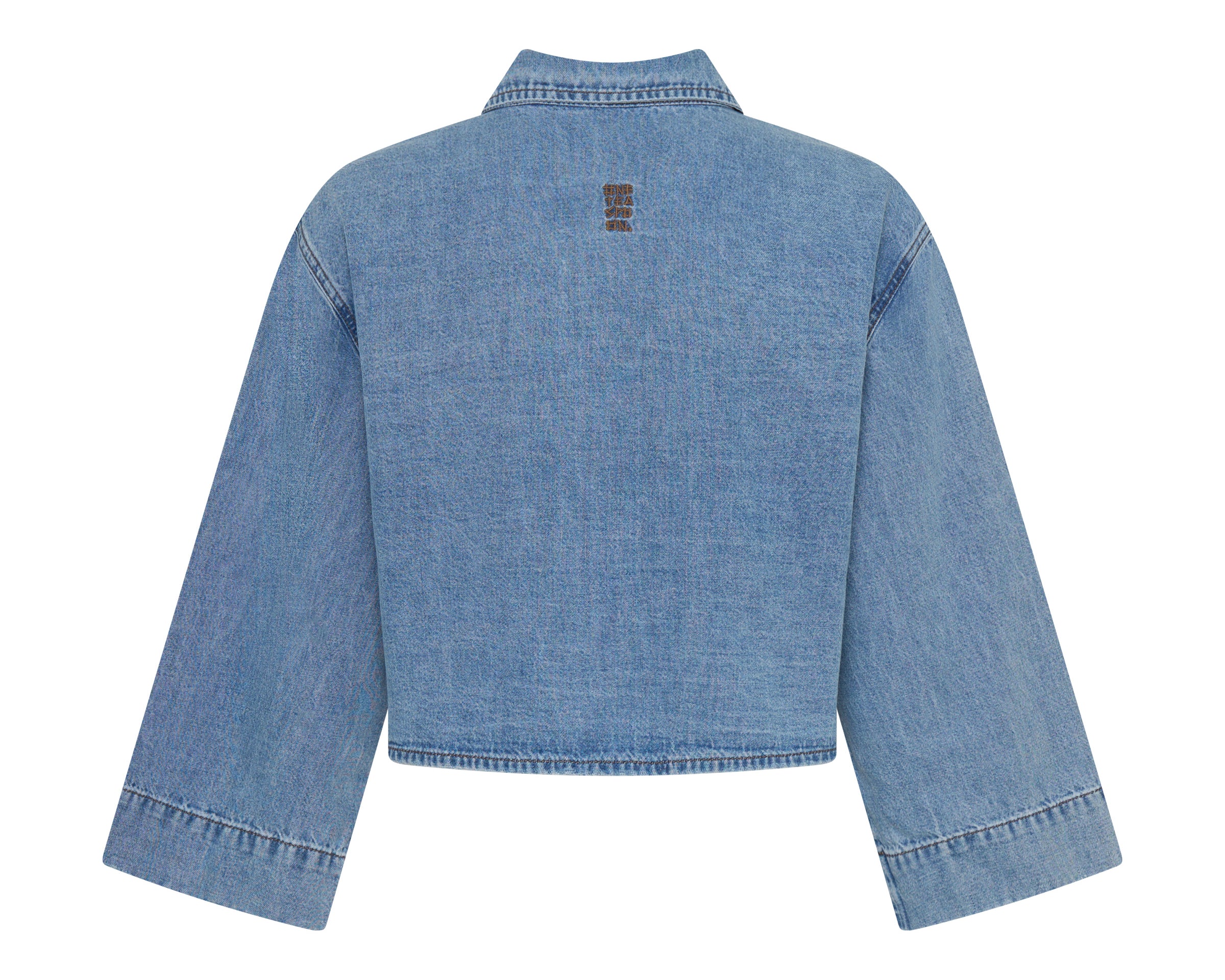 Gracie Cropped Denim Shirt - Misty Blue