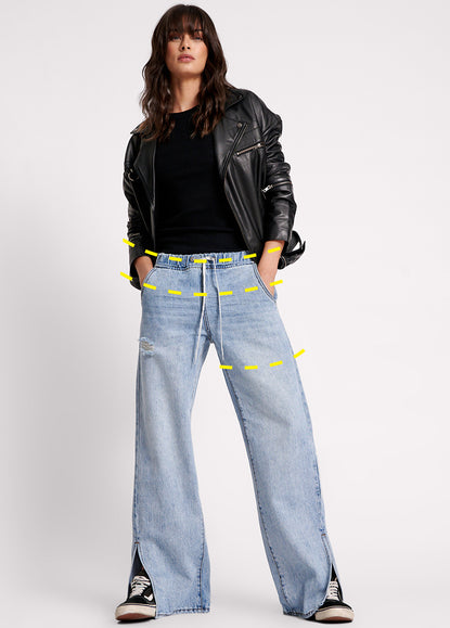 ROYAL BLUE ROADHOUSE WIDE LEG DRAWSTRING JEANS