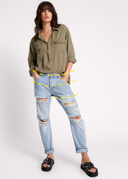 Saints Low Waist Boyfriend Denim Jeans - Xanthe Blue